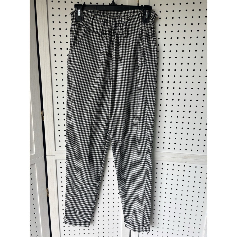 So Goods For Life Women's XS Black White Checkered Pull On Pants Tapered Leg